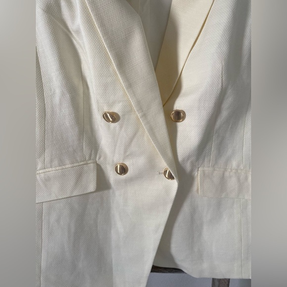 NWOT / Talbots Luxe Double Breasted Blazer - Size 12 - Butter Yellow - Picture 7 of 9